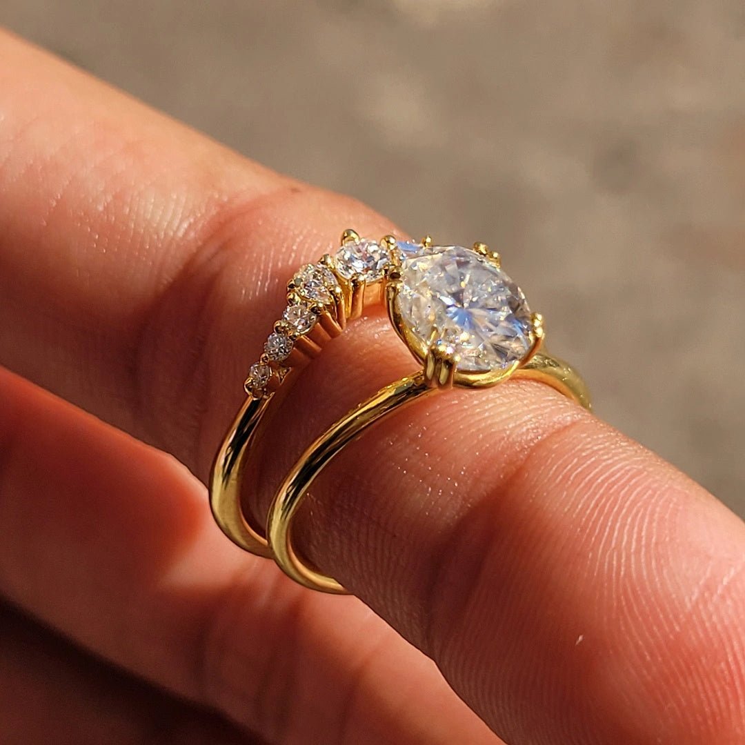 1 Ct Oval Lab Grown Diamond Engagement Ring Set in 14K Yellow Gold - Riant Fine Jewelry LLC