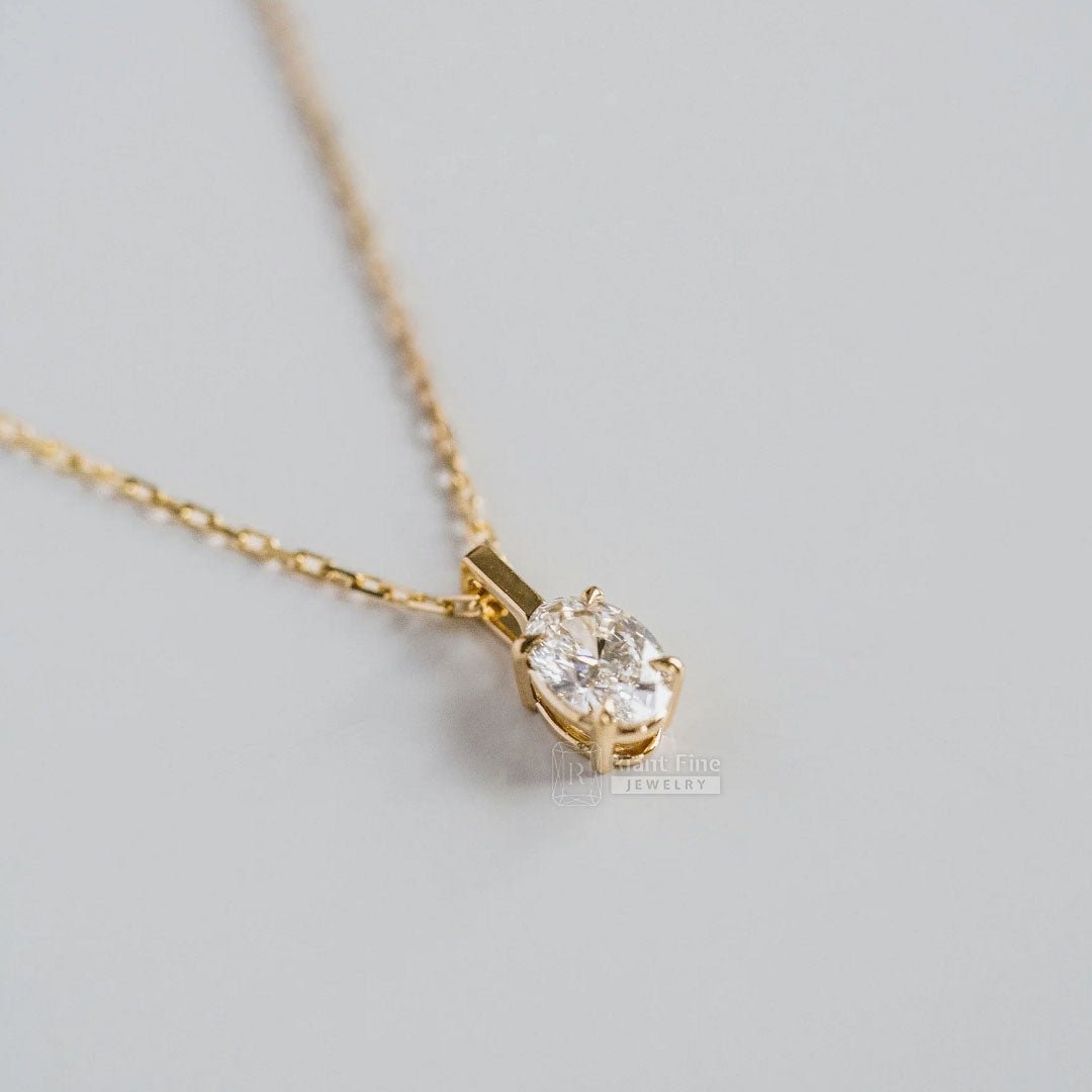 1 Ct Oval Solitaire Moissanite Pendant For Women - Riant Fine Jewelry