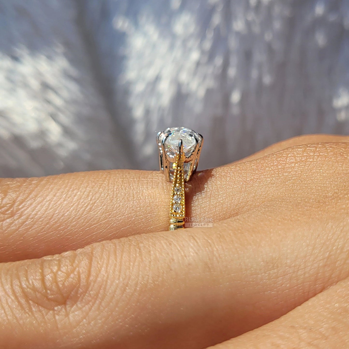 1.5 Ct East West Marquise Lab Grown Vintage Engagement Rings - Riant Fine Jewelry LLC