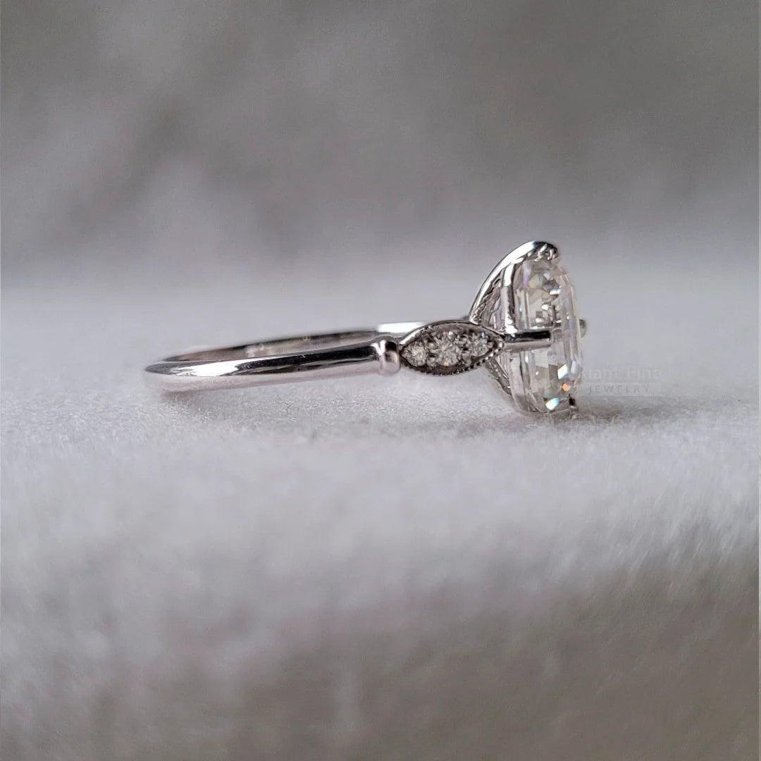 1.5 Ct Emerald Cut Lab Diamond Vintage Engagement Ring - Riant Fine Jewelry