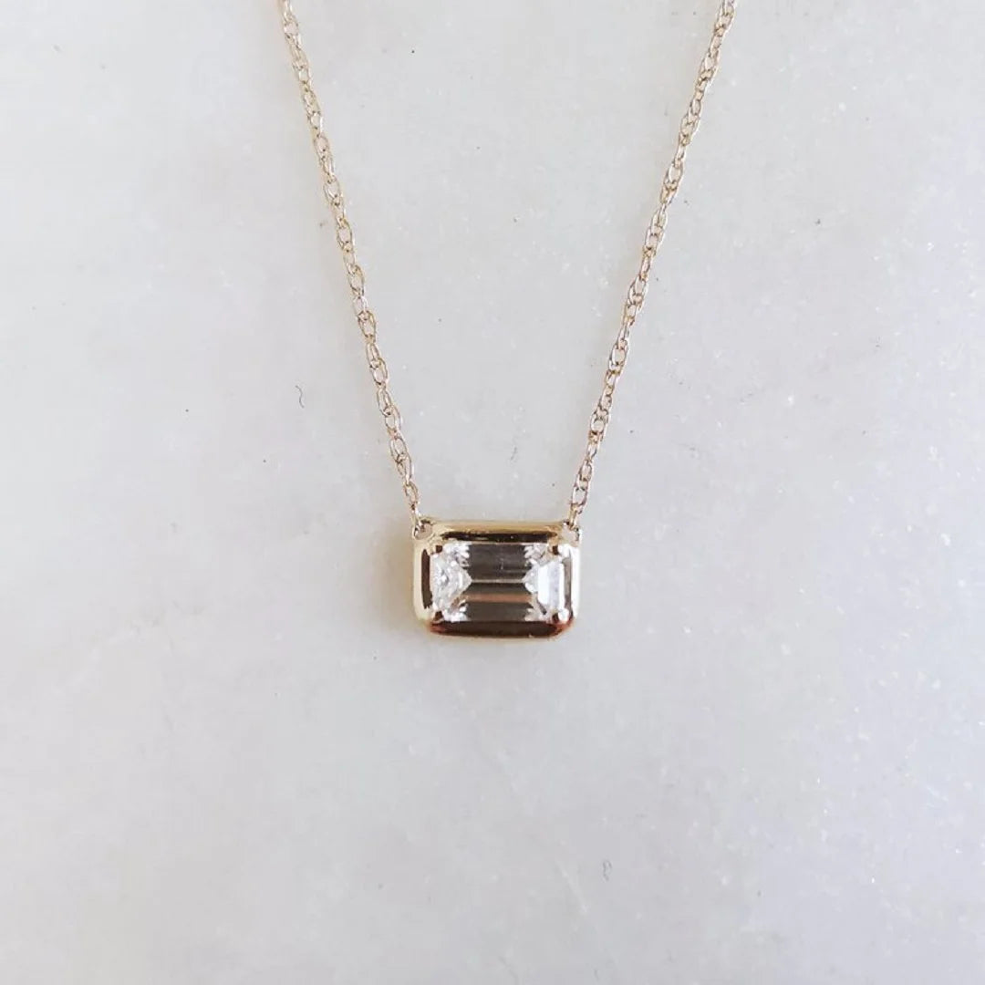 Emerald Moissanite Pendant 14K Gold
