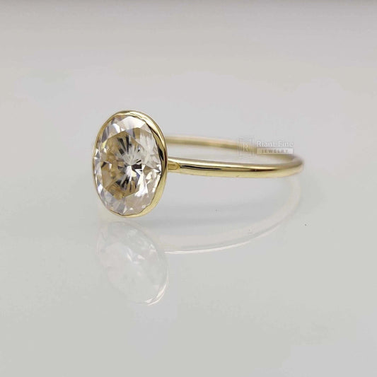 2 Ct Oval Cut Lab Grown Diamond Ring | 14K Gold - Riant Fine Jewelry LLC