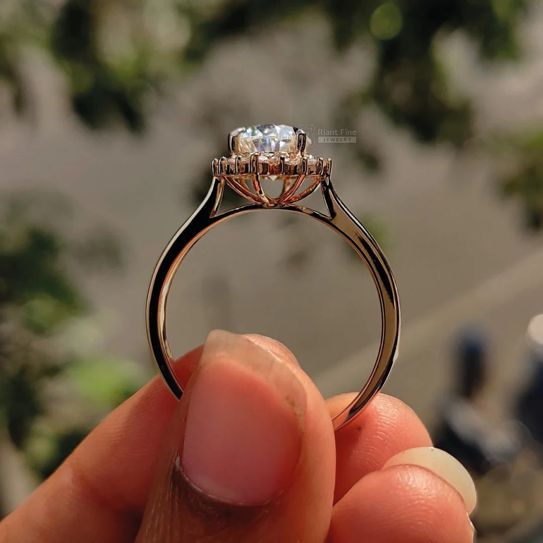2 Ct Pear Shaped Lab Grown Diamond Halo Engagement Ring - Riant Fine Jewelry LLC