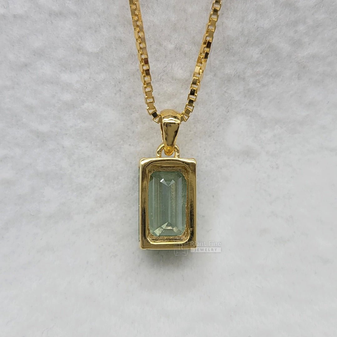 3 Ct Emerald Cut Lab Grown Diamond Pendant in 14K Gold - Riant Fine Jewelry