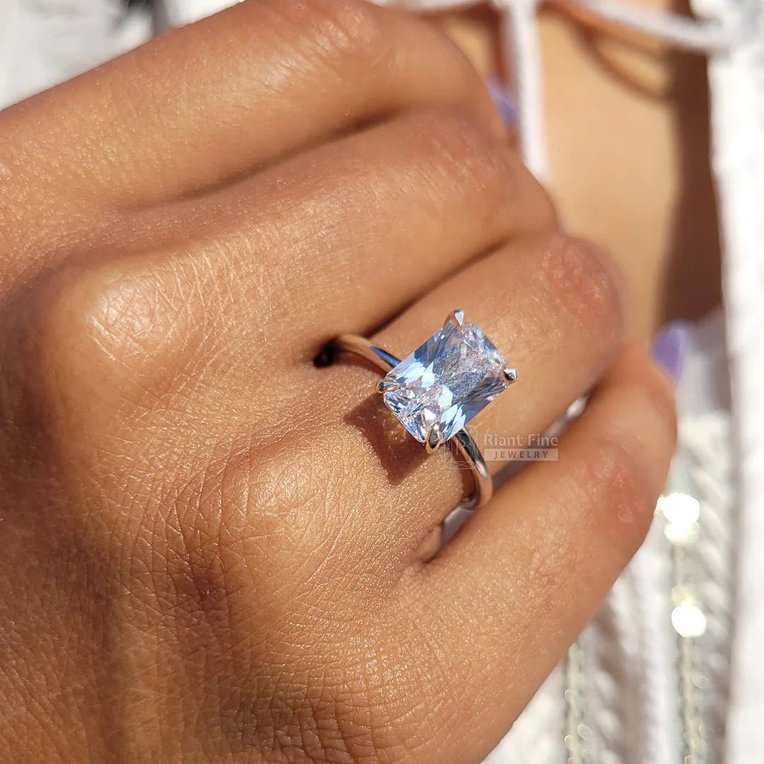 3 Ct Radiant Diamond Gold Solitaire Engagement Ring - Riant Fine Jewelry