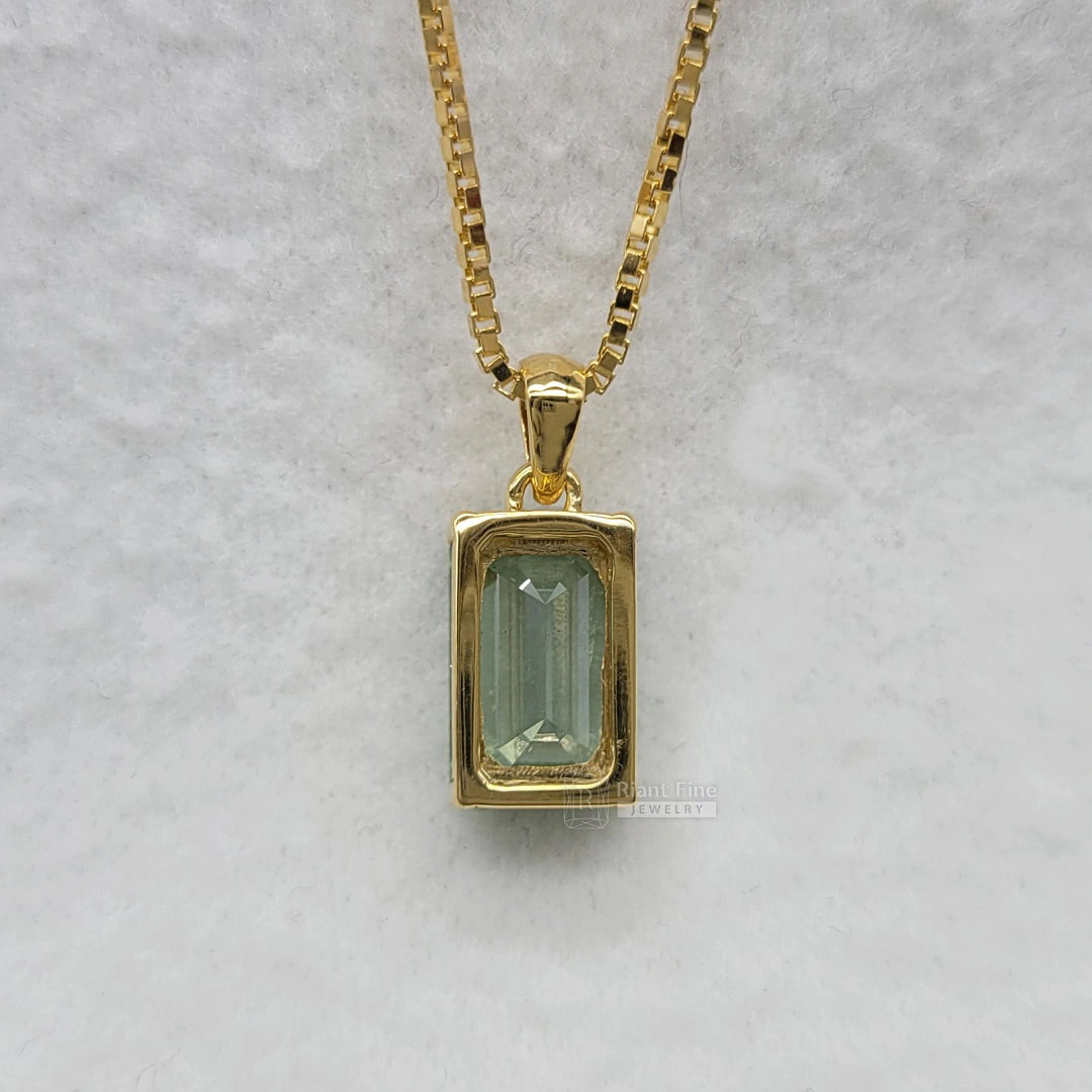 3 Ct Emerald Cut Lab Grown Diamond Pendant in 14K Gold