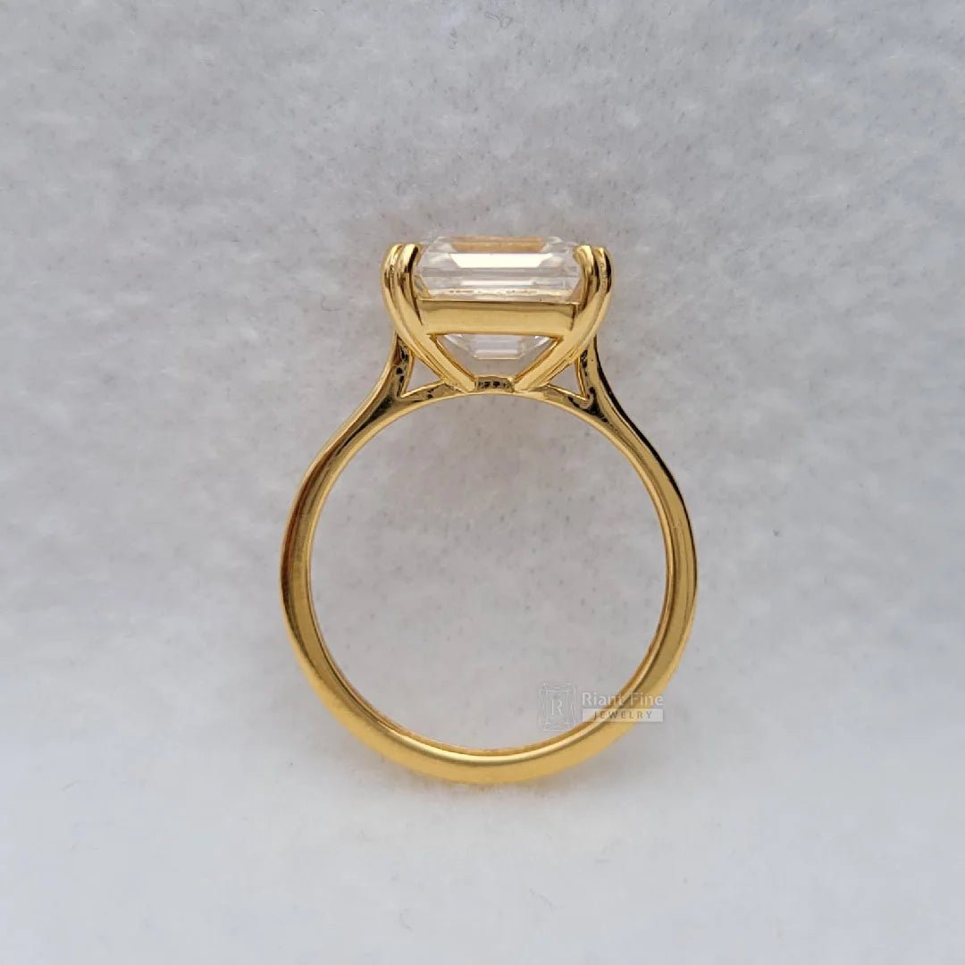 4 Ct East West Emerald Lab Diamond Engagement Ring - Riant Fine Jewelry