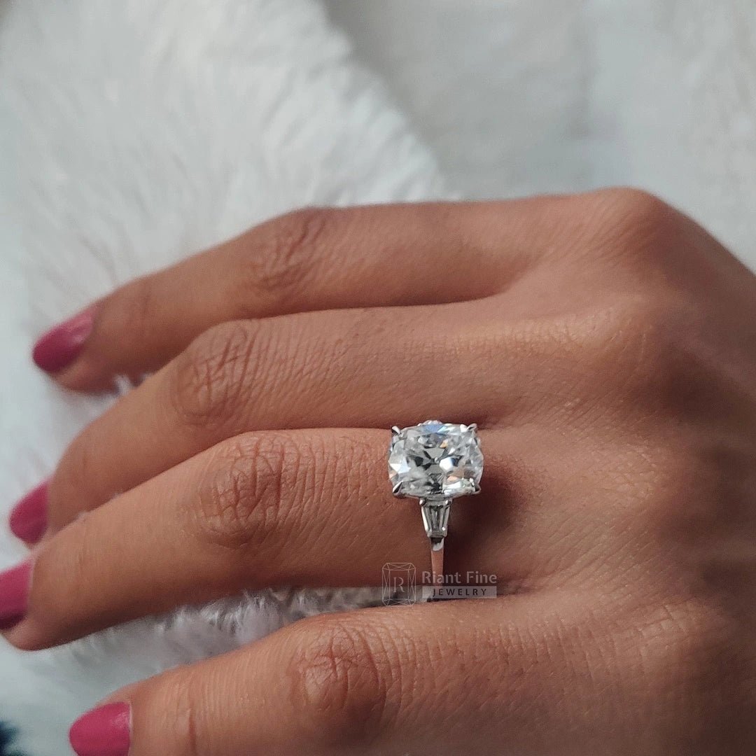 5.22 Ct Elongated Cushion Cut Diamond Engagement Ring - Riant Fine Jewelry