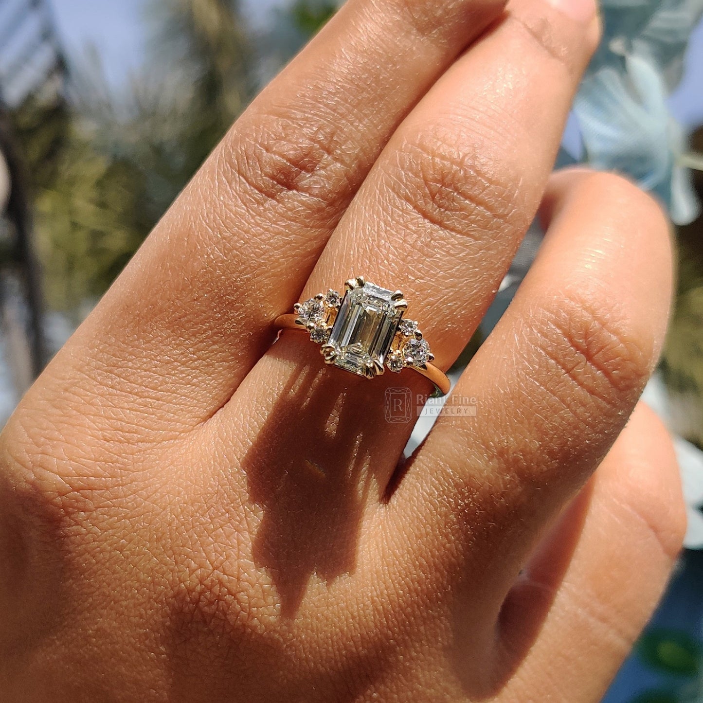 Antique 2 Ct Emerald Lab Diamond Wedding Ring - Riant Fine Jewelry LLC