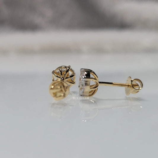 Antique Illusion Lab Grown Diamond Earrings in 18K Gold - Riant Fine Jewelry LLC