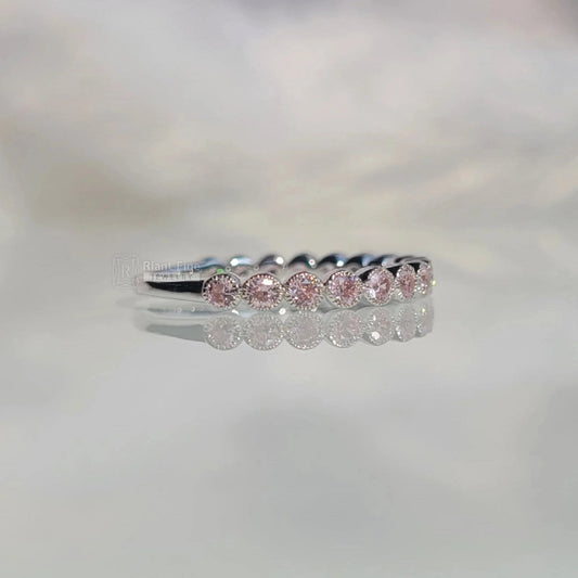 Barbie Pink Sapphire Eternity Wedding Band for Women - Riant Fine Jewelry LLC