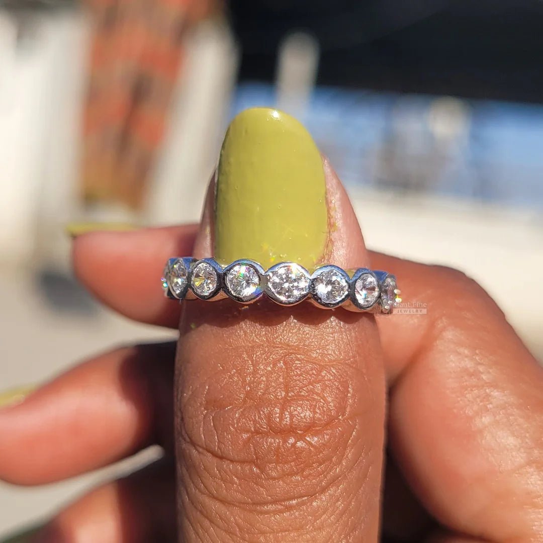 Bezel Round Lab Grown Diamond Eternity Band - Riant Fine Jewelry LLC