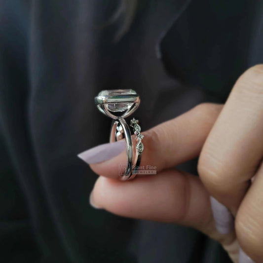 Bezel Set Radiant Moissanite Wedding Ring in 14K Gold - Riant Fine Jewelry LLC