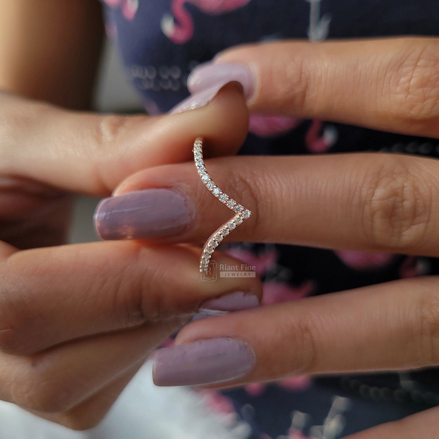 Lab Grown Diamond 14K Rose Gold Band