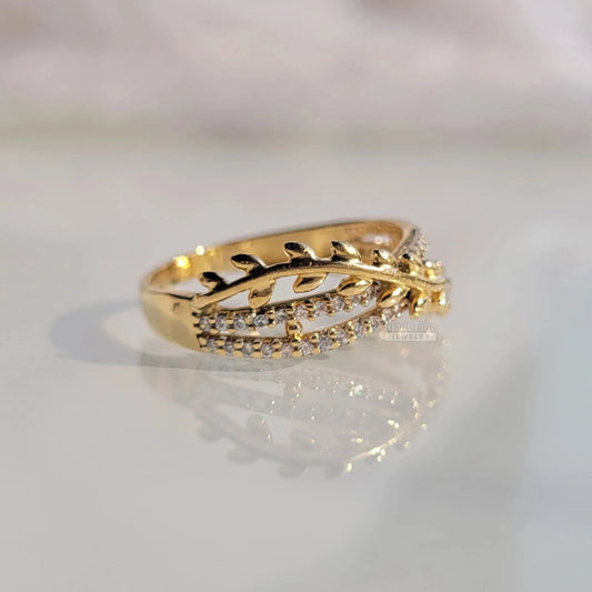 Crossover Leaf Style Round Cut Lab Diamond Wedding Band - Riant Fine Jewelry LLC