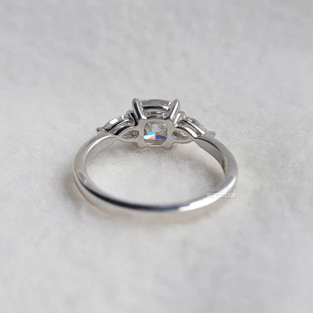 Cushion Cut Three Stone Lab Grown Diamond Ring - Riant Fine Jewelry