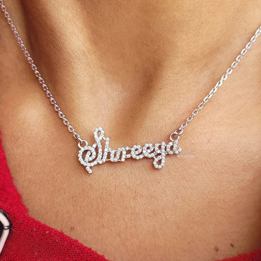 Custom Round Diamond Name Necklace for Women - Riant Fine Jewelry