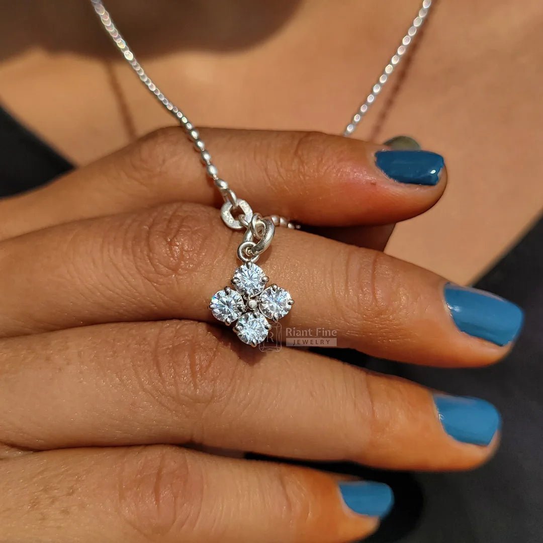 Dainty Four Round Lab Grown Diamond Pendant Necklace - Riant Fine Jewelry