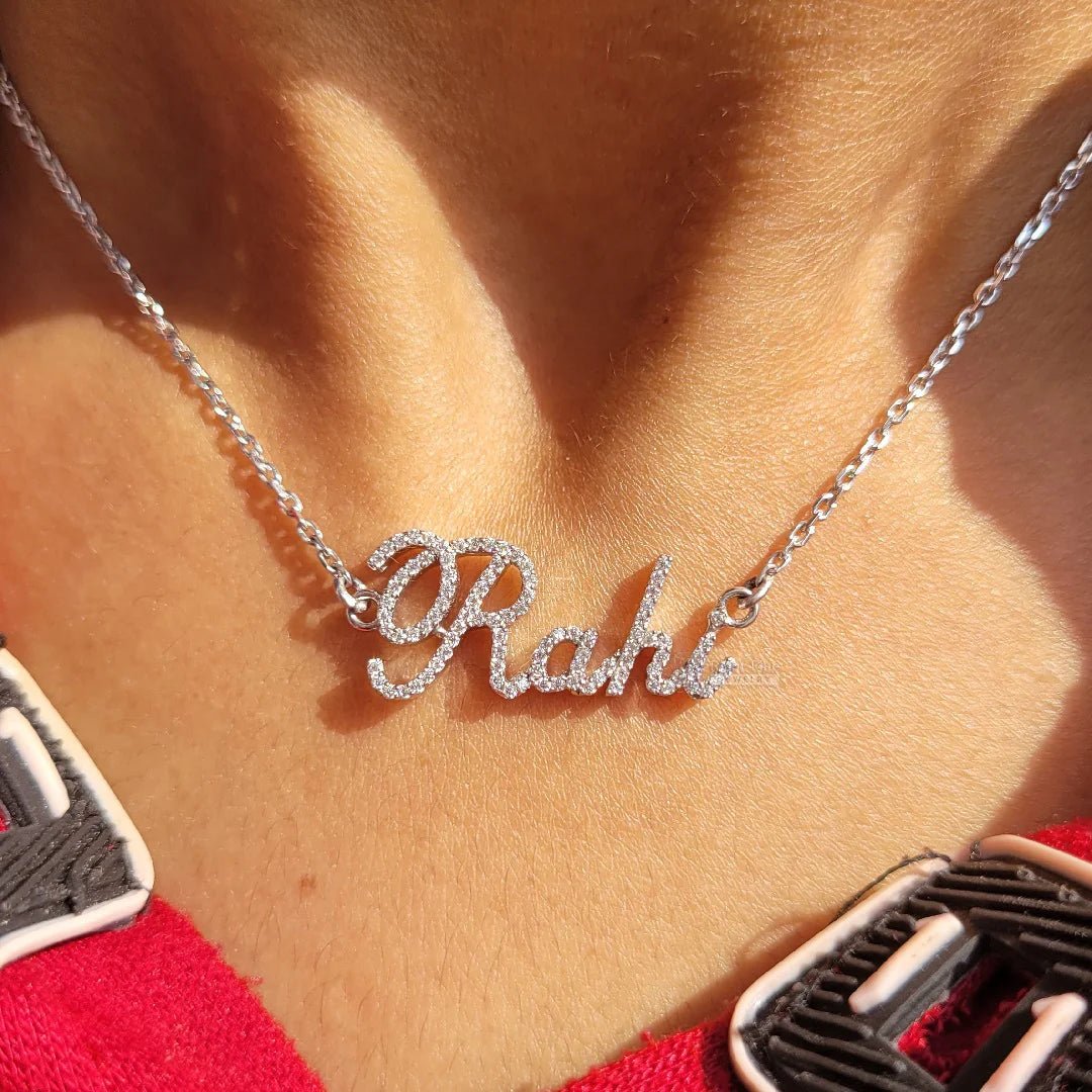 Dainty Gold Lab Grown Diamond Custom Name Pendant - Riant Fine Jewelry