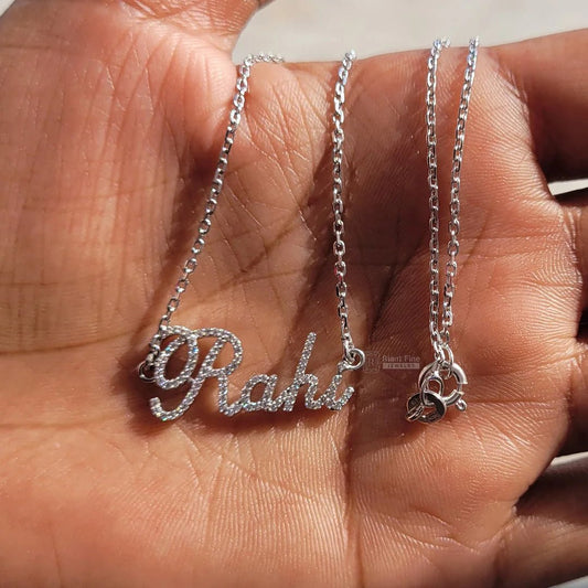 Dainty Gold Lab Grown Diamond Custom Name Pendant - Riant Fine Jewelry