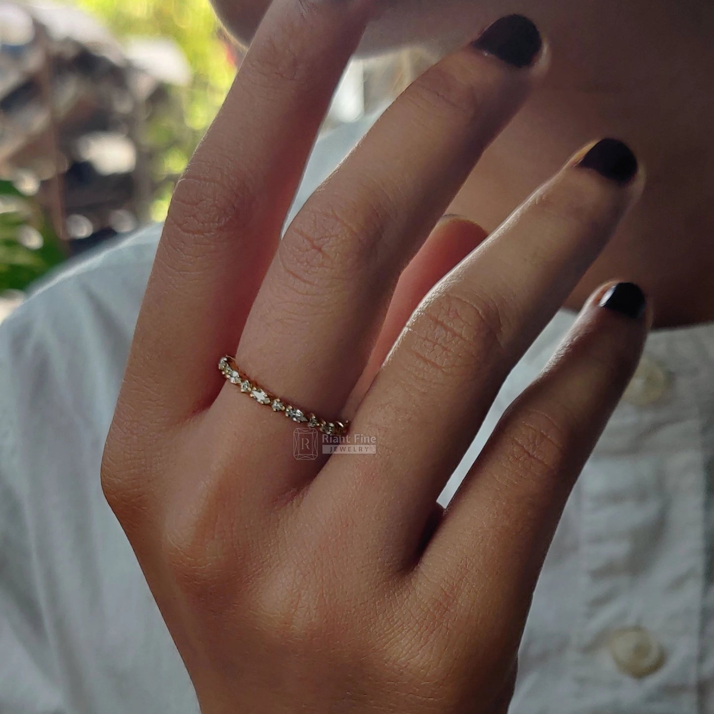 Dainty Lab Grown Diamond Wedding Bands in Gold - Riant Fine Jewelry LLC