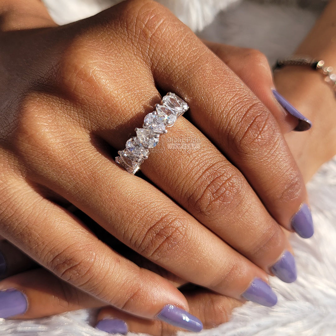 VVS Clarity pear shape Moissanite Eternity Band