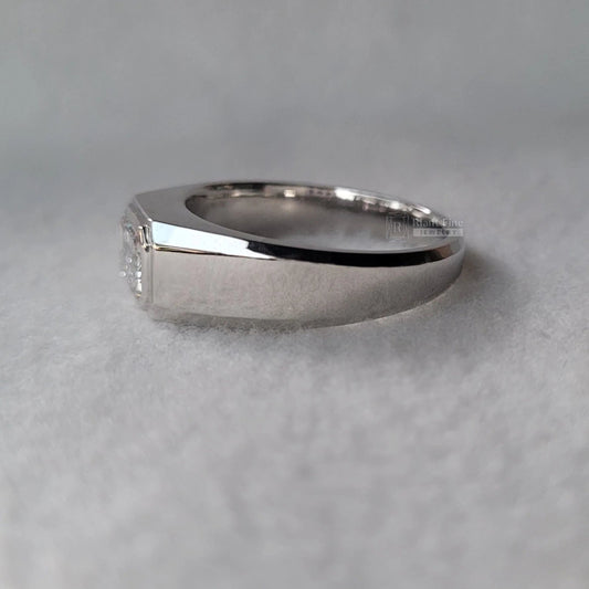 East West Emerald Men's Wedding Ring in 14K Gold - Riant Fine Jewelry LLC
