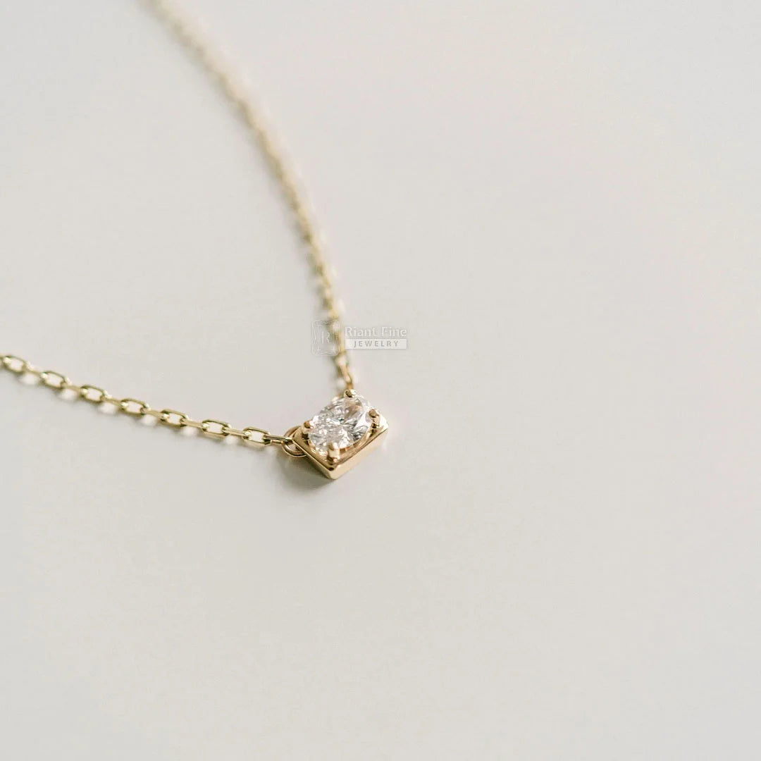 east west oval moissanite pendant