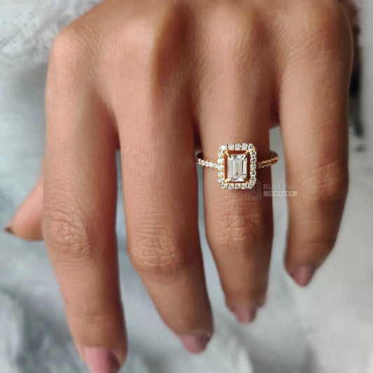 14K Gold Antique Halo Engagement Ring