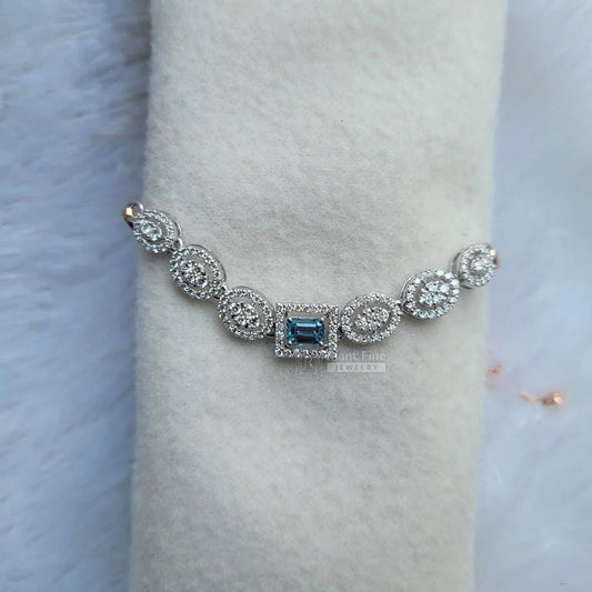 Fancy Blue Emerald Lab Diamond Bracelet In 14K Gold - Riant Fine Jewelry LLC