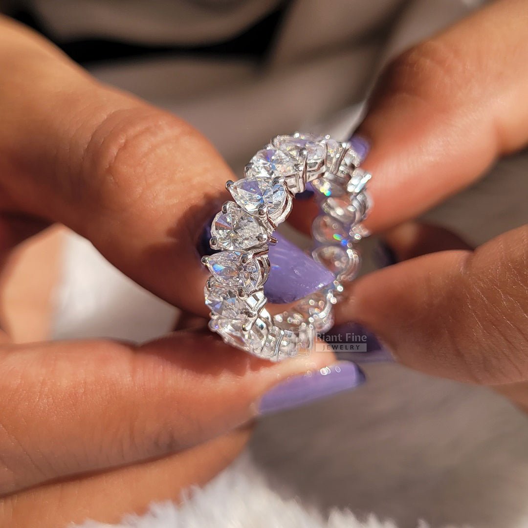 Full Eternity Pear Moissanite Diamond Wedding Band - Riant Fine Jewelry