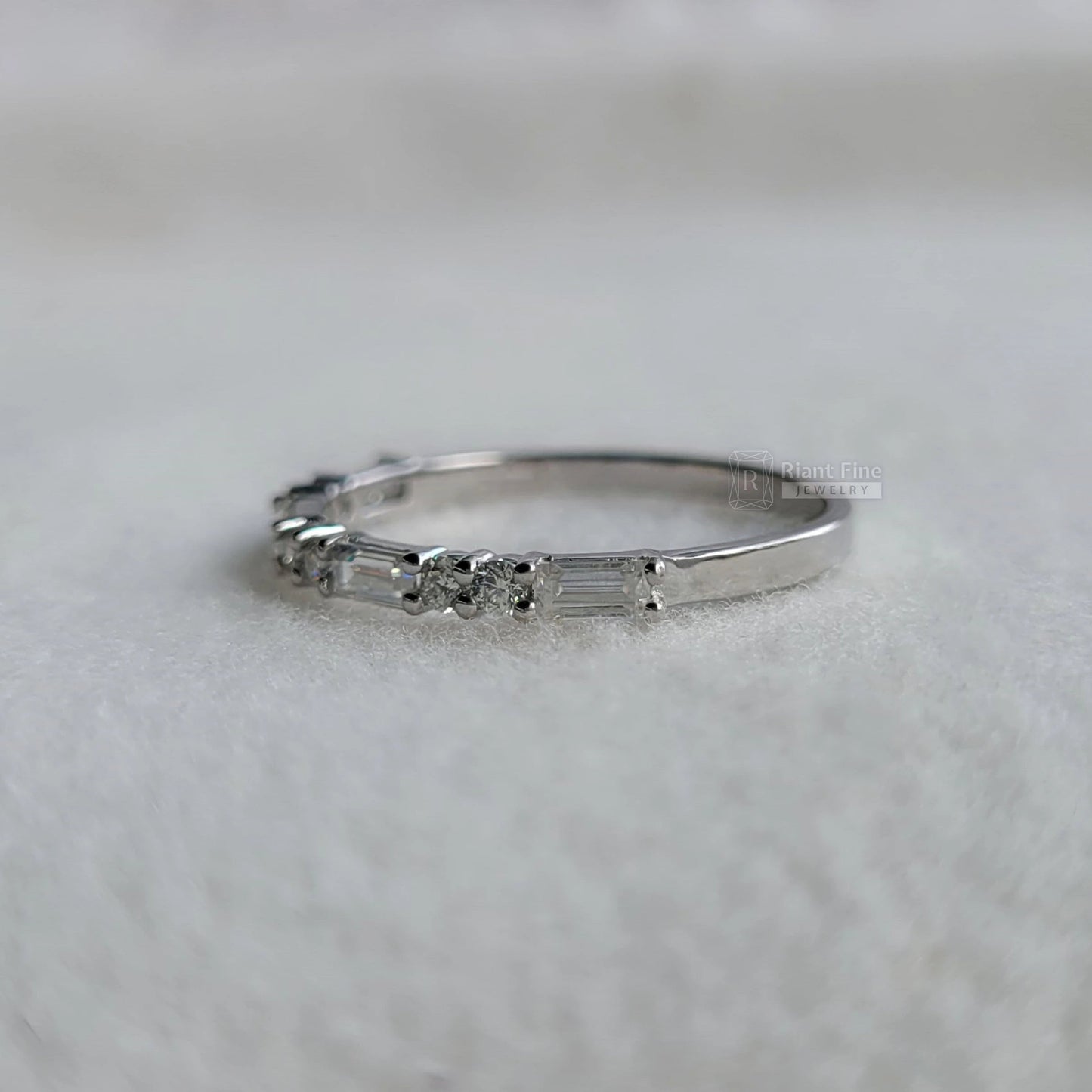 Half Eternity Lab Diamond Wedding Band in 14K White Gold - Riant Fine Jewelry LLC