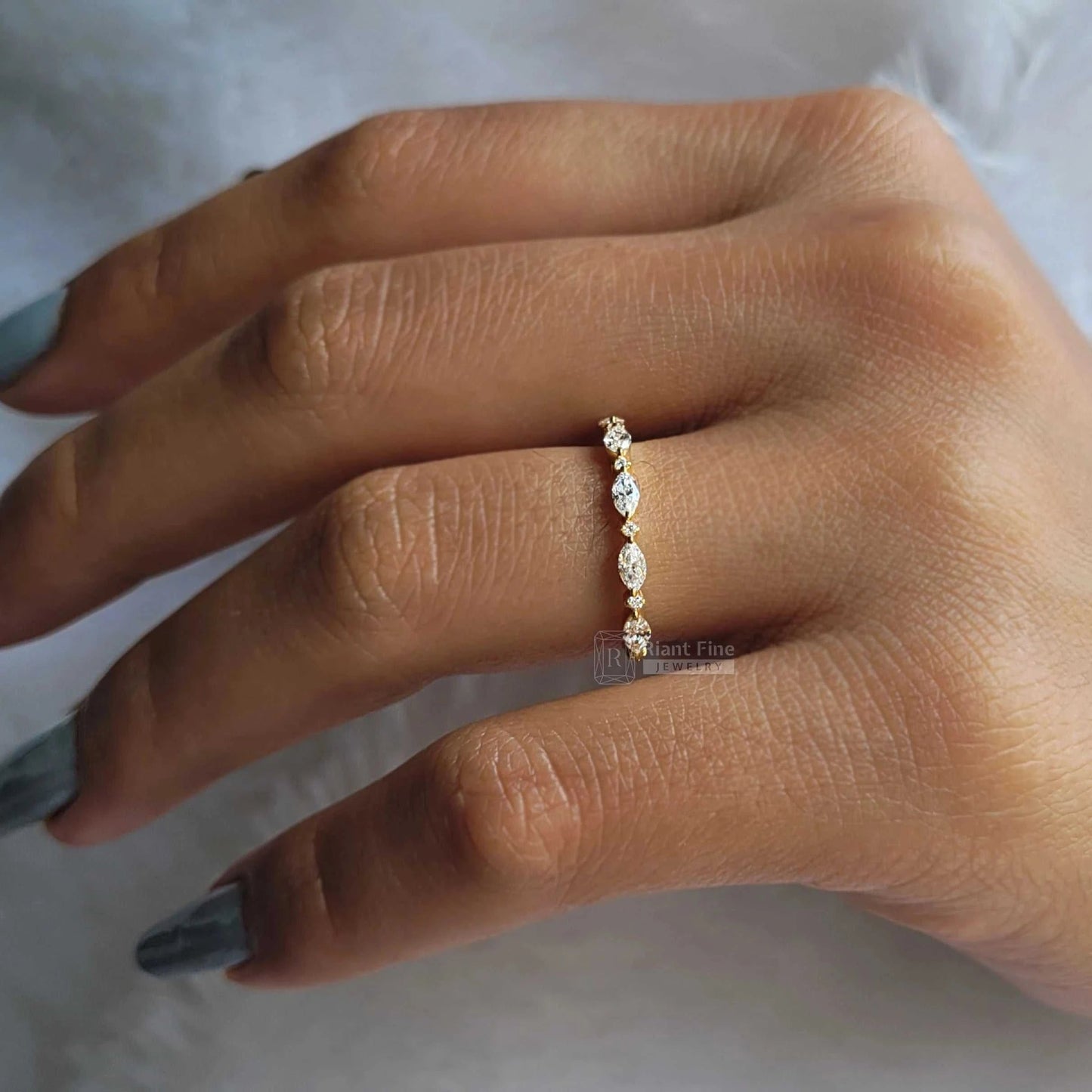 Marquise Diamond Lab Grown Eternity Band in 14K Gold - Riant Fine Jewelry LLC