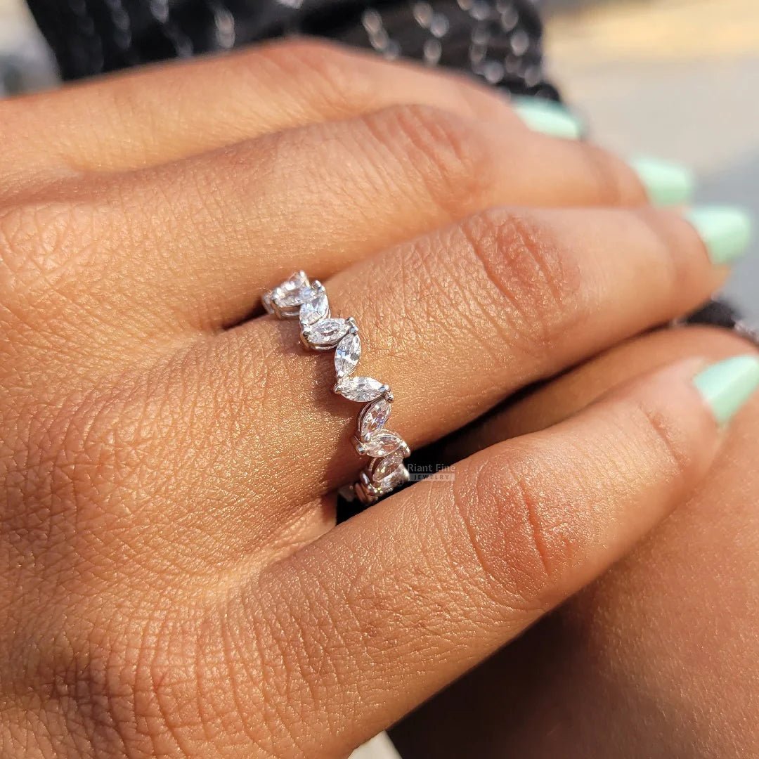Marquise Diamond Zig Zag Eternity Wedding Band for Women - Riant Fine Jewelry