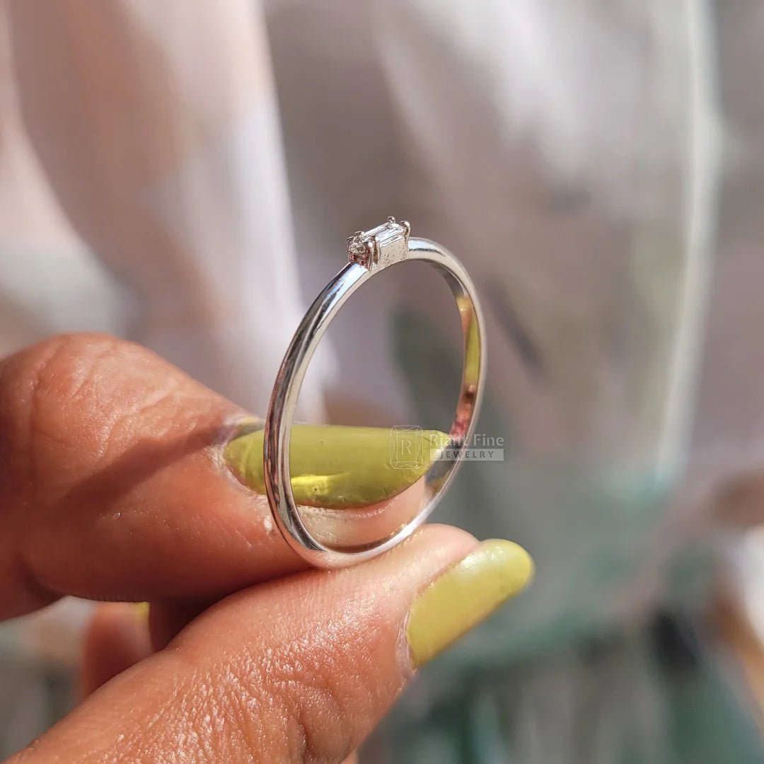 Minimalist Baguette Diamond Promise Ring for Women - Riant Fine Jewelry LLC