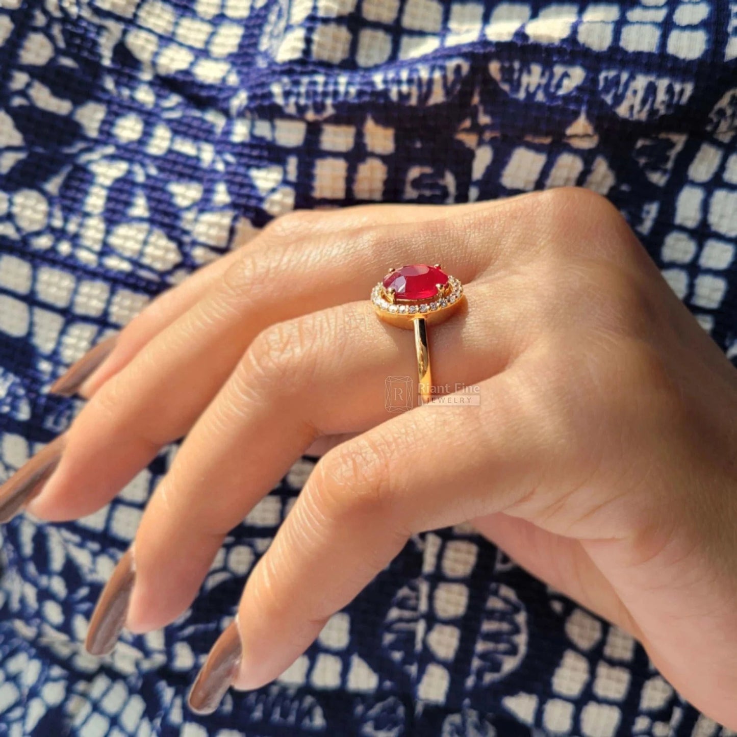 Natural Glass Fill Ruby Engagement Ring - Riant Fine Jewelry LLC
