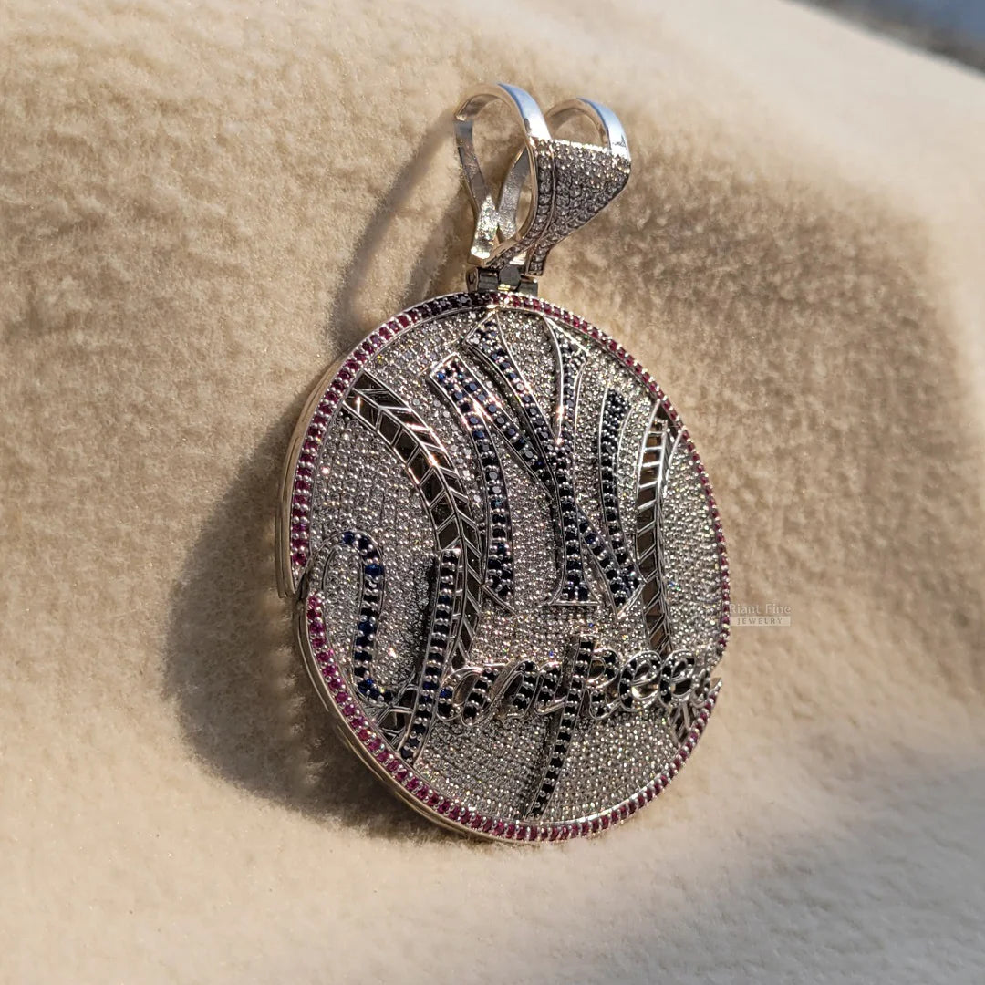 Round Moissanite NY Yankees Necklace