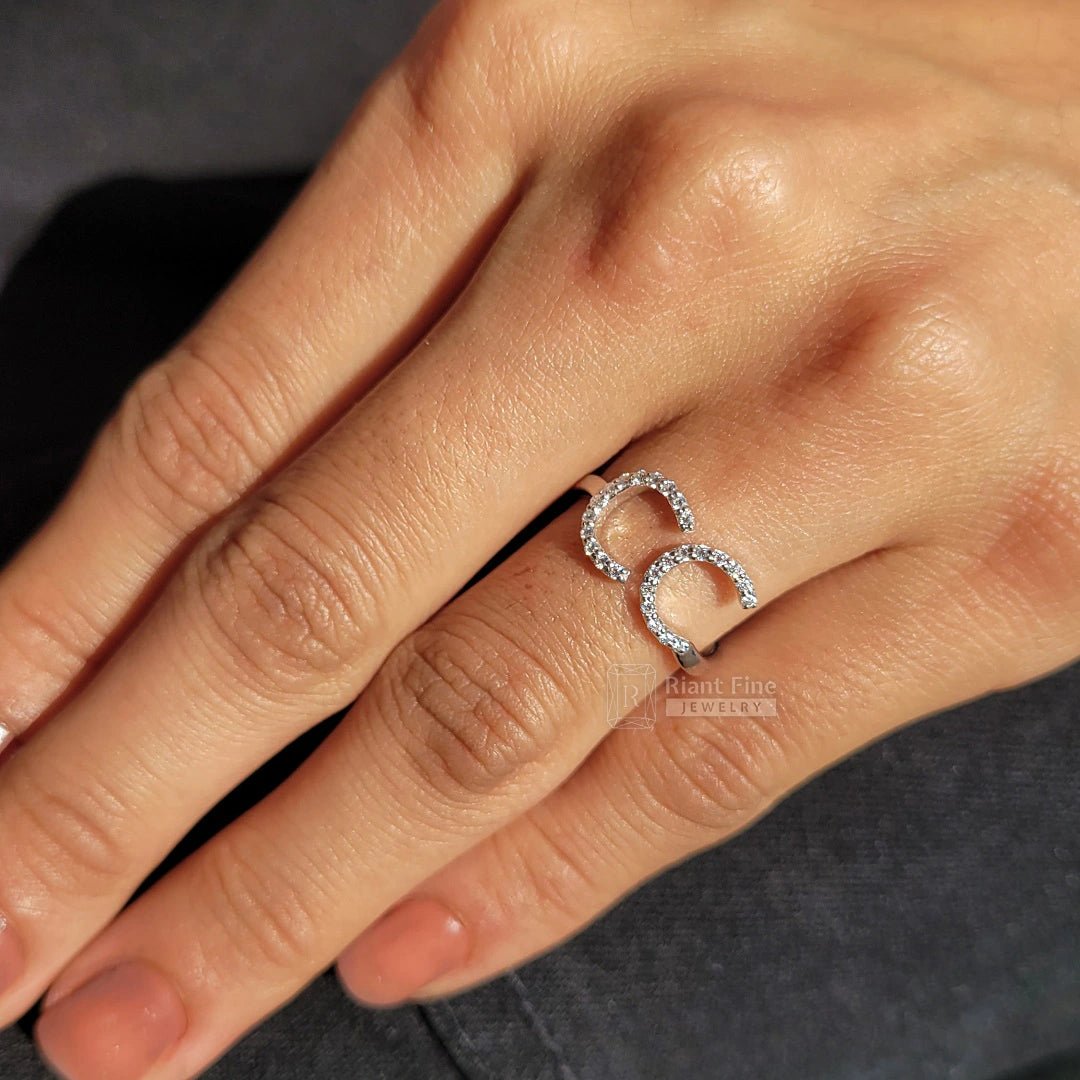 Personalized Initial Diamond Ring in 14K White Gold - Riant Fine Jewelry LLC