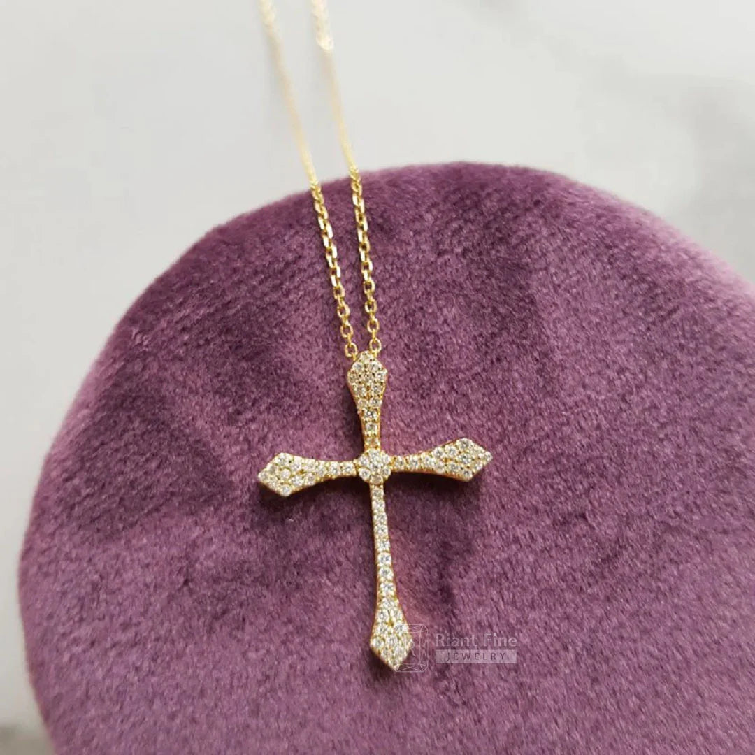 Moissanite Cross Necklace for Her