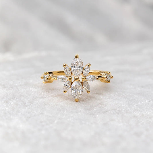 Rose Gold Marquise Lab Diamond Cluster Ring - Riant Fine Jewelry LLC