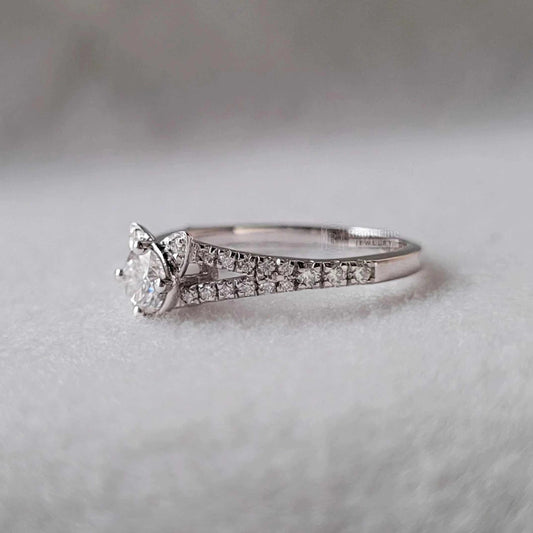 Round Cut Lab Grown Diamond Cat Ring in 14K White Gold - Riant Fine Jewelry LLC
