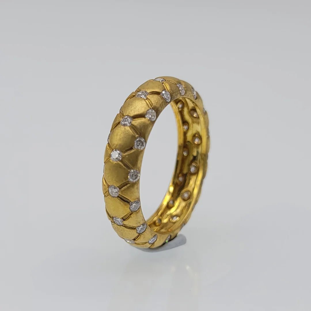 Round Lab Grown Diamond Wedding Band in Matte Gold - Riant Fine Jewelry LLC