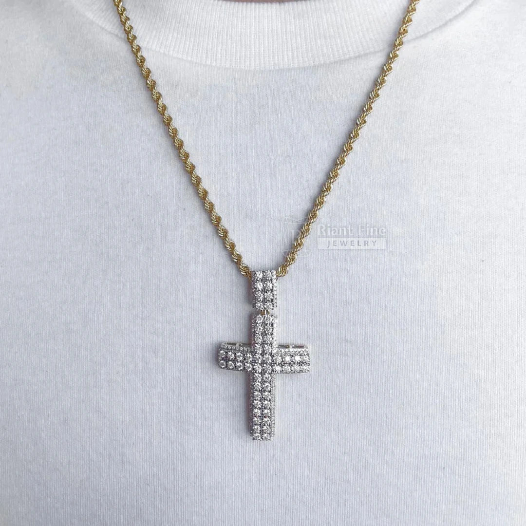 Gold Cross Pendant with Moissanite