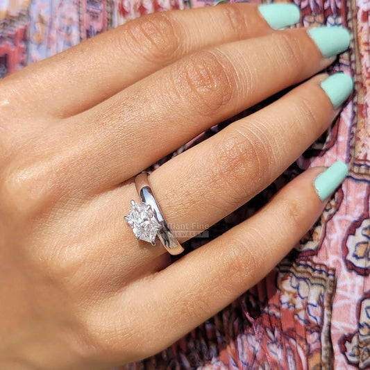 Solitaire 1 Carat Hexagon Cut Lab Grown Diamond Ring - Riant Fine Jewelry LLC