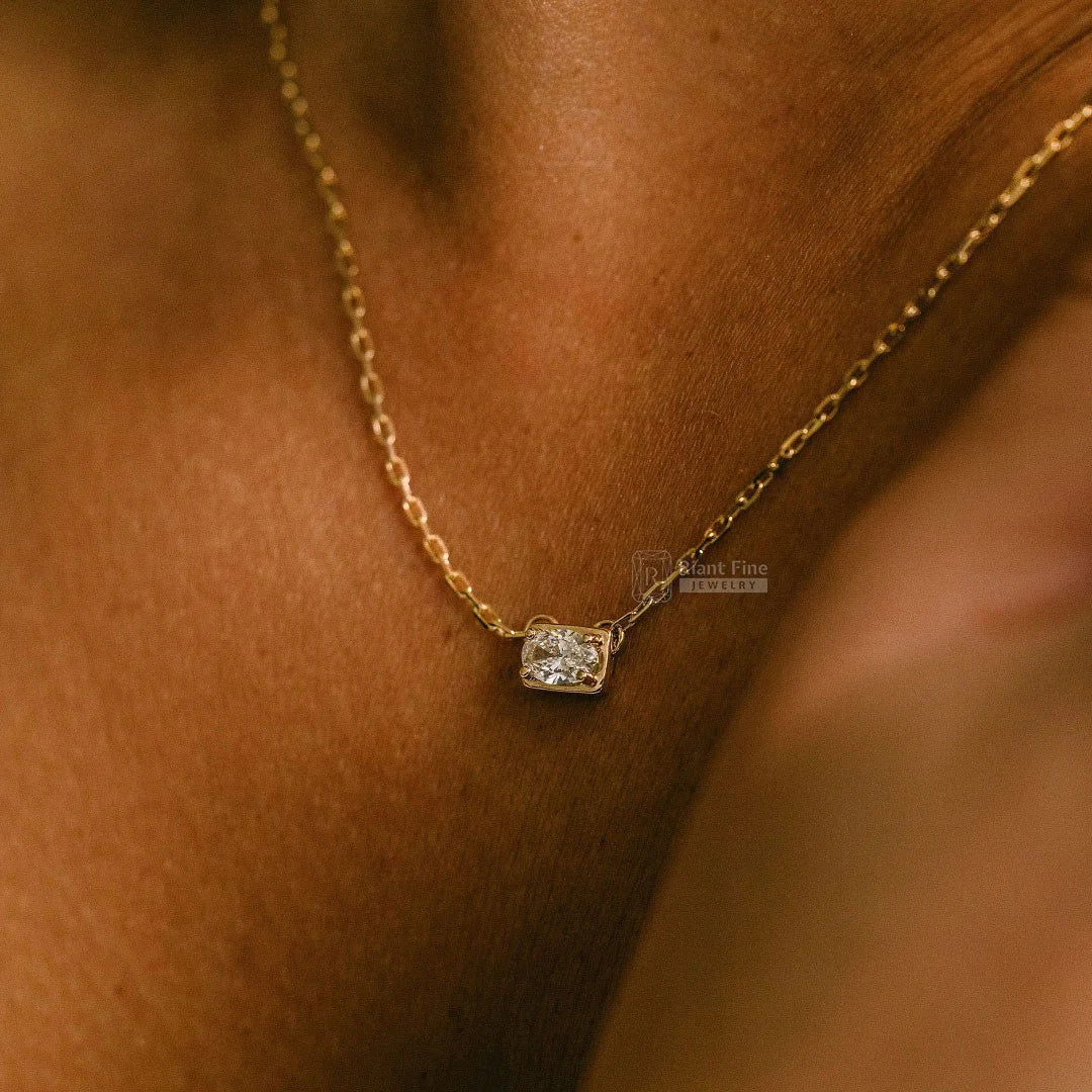 Dainty Moissanite Oval Pendant