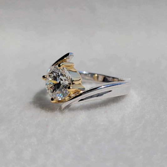Tension Set 2 Ct Round Lab Diamond Solitaire Engagement Ring - Riant Fine Jewelry LLC