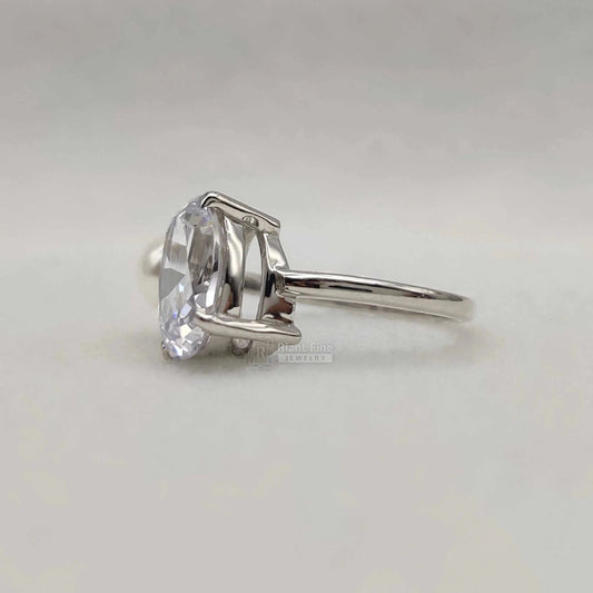 Toi Et Moi Oval Diamond Pearl Engagement Ring for Women - Riant Fine Jewelry LLC
