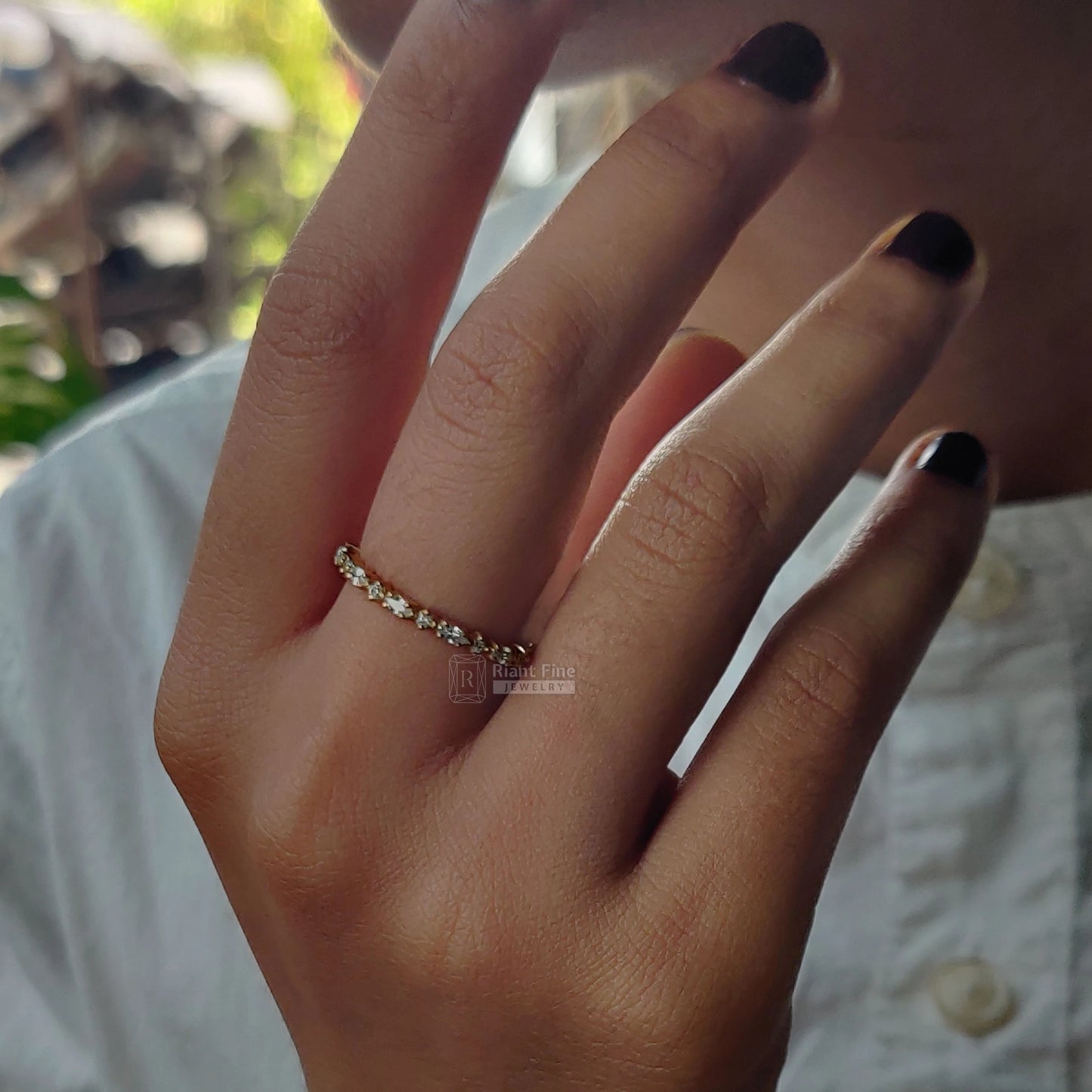 half eternity lab diamond matching wedding bands