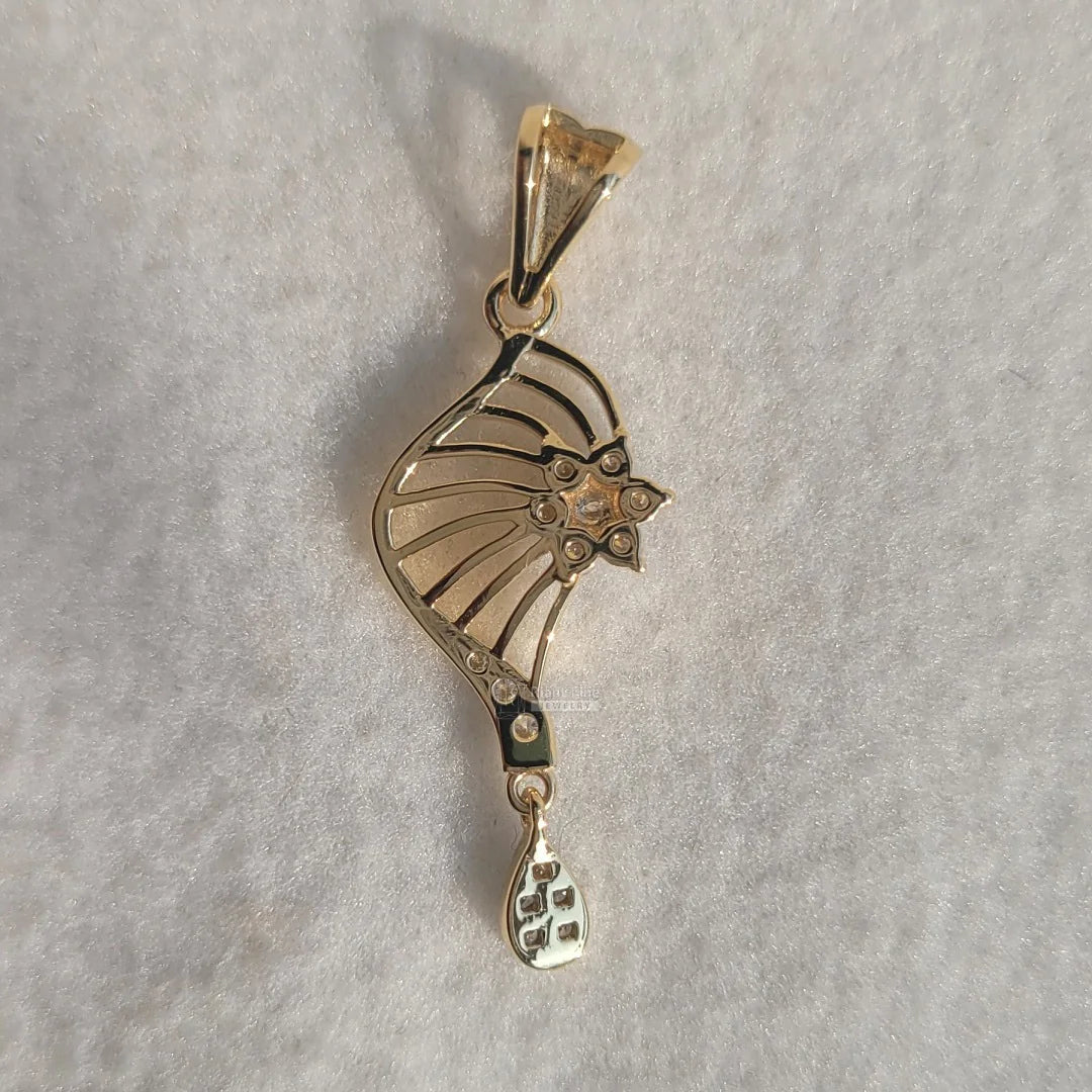 Yellow gold diamond pendant for women