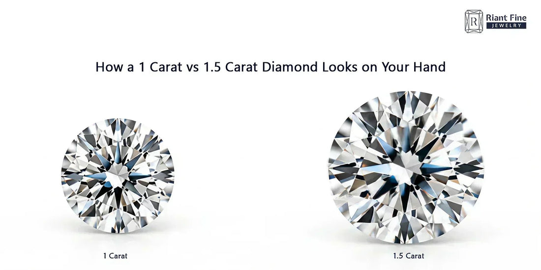 Visual Comparison: How a 1 Carat vs 1.5 Carat Diamond Looks on Your Hand - Riant Fine Jewelry LLC